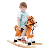 Kids Plush Toy Rocking Horse Ride on with Realistic Sounds - Brown