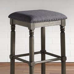 Arnhem Wood Upholstered Swivel Counter Height Stool, Set of 2, Grey