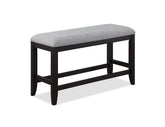 1Pc Transitional Dark Gray Finish Fabric Upholstered Counter-Height Dining Bench