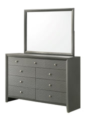 1pc Contemporary Modern 9-Drawer Dresser Round Knobs Bedroom Living Room Wooden Furniture Gun Metal Gray Finish