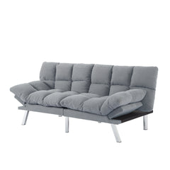 Multifuctional Sofa Bed, Foldable 2-Seater Sofa, Corduroy Fabric, Suitable for Living Rooms & Apartments (Light Gray)