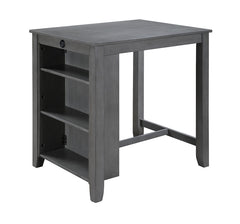 Gregorio 36" 3-Piece Gray Finish Small Space Counter Height Dining Table with Shelves and 2 Chairs