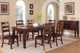 Contemporary Rectangle Dining Table w Leaf 6x Side Chairs 7pc Set Antique Walnut Wood Finish Dining Room Furniture