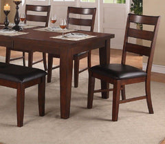 Contemporary Rectangle Dining Table w Leaf 6x Side Chairs 7pc Set Antique Walnut Wood Finish Dining Room Furniture