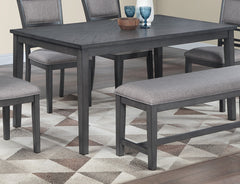 Dining Room Furniture Gray 6pcs Set Dining Table 4x Side Chairs A Bench Rubberwood Unique Design Back Chair
