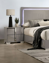 Light Taupe Modern Gorgeous 1pc Bedside Table Bedroom Nightstand Chrome Legs