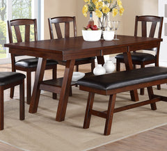 Dining Table Rectangle Dining Table w Shelve 1pc Table Only Rubber wood Dark Walnut Finish Dining Room Furniture