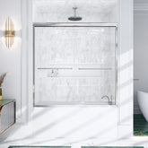 56"-60"W*60" H Semi-Frameless Double Sliding Shower Door, Bypass Shower Door, 1/4" (6mm) Thick SGCC Tempered Glass Door,Chrome