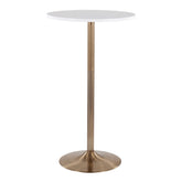 Pebble Contemporary/Glam Adjustable Dining or Bar Table in Gold Metal and White Wood by LumiSource