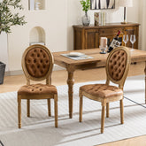 French Style Solid Wood Frame Antique Painting,Hand-pulled buckle decoration PU artificial leather Dining Chair with Nailhead Trim ,Wood Legs,Density Foam,Steel Spring inner,Set of 2,Orange,SW1839OG