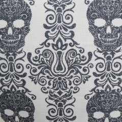 Gothic Damask Skull Throw Pillow – Black & White Cotton Linen Set of 2