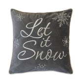 Let It Snow Embroidered Cotton Throw Pillow – 20x20" Gray Winter Accent Cushion with Insert Set of 2