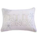 Nneka Let It Snow Ivory Velvet Lumbar Pillow with Insert 14x20 Set of 2