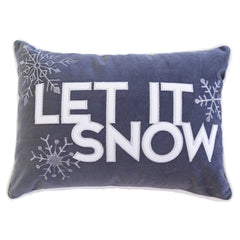 Nneka Let It Snow Gray Velvet Lumbar Pillow with Insert 14x20 Set of 2