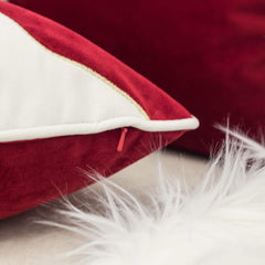 Holiday Reindeer Velvet Accent Pillow 20x20 – Red and White with Insert Set of 2