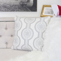 White Holiday Embroidered Velvet Throw Pillow with Insert 20x20 Set of 2