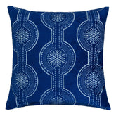 Holiday Blue Velvet Throw Pillow with White Snowflake Embroidery, 20x20 with Insert Set of 2