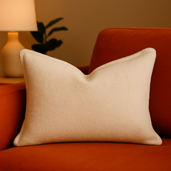 Homey COZY Soft Ivory Throw Pillow – Clean, Minimal Comfort with Tailored Edging
