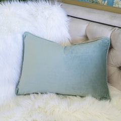 Embroidered Pumpkin Lumbar Throw Pillow – Misty Blue Fall Accent Cushion