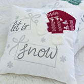 Let It Snow Christmas Throw Pillow – 20x20" Square Cotton Cushion with Red Knit Hat Design and Insert