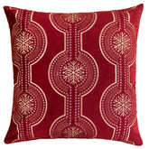 Red Holiday Embroidered Velvet Throw Pillow with Insert 20x20