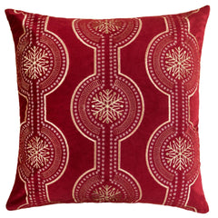 Red Holiday Embroidered Velvet Throw Pillow with Insert 20x20