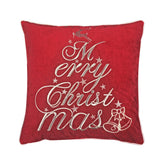 Red Velvet Christmas Throw Pillow with Merry Christmas Embroidery, 20x20 with Insert Set of 2