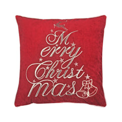 Red Velvet Christmas Throw Pillow with Merry Christmas Embroidery, 20x20 with Insert Set of 2