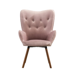 Doarnin Contemporary Silky Velvet Tufted Button Back Accent Chair, Mauve