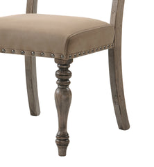 Birmingham Script Printed Driftwood Finish Dining Chair with Nail head, Set of 2
