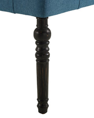 Leviton Fabric Tufted Turned Leg Dining Bench, Blue