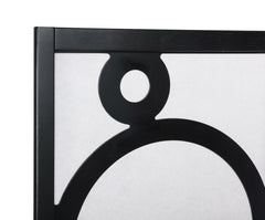 Arvada 4-Panel Wood Room Divider with Circle Pattern, Black