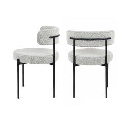 Durban 3-Piece Round Dining Set, Trestle Dining Table with 2 Boucle Chairs