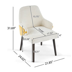 Indoor Dining Chair Set of 2, Beige & Yellow Two-Tone Fabric Armchair with Sturdy Frame, Modern Accent Chair for Dining Room/Living Area, 300lbs