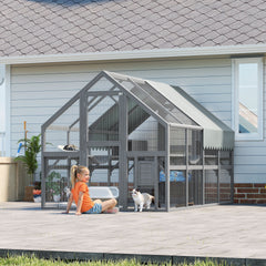 Cat, Large Outdoor Cat Enclosure for Multiple Cats with 7Platforms, 2 Resting Box and 2 Bridges, Wooden Feral Cats Shelter with Waterproof and UV Proof Canopy, 110.24x 74.02 x 74.02 inch