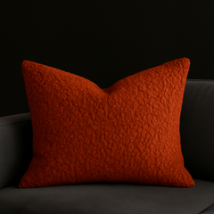 Homey COZY Sherpa Throw Pillow– Rich Rust Brown, Ultra-Plush & Overstuffed for Modern Sofas and Cozy Corners