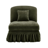 Armless Sofa Chenille W/1 Pillow -Green