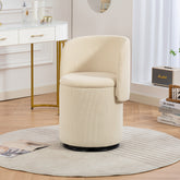 Stylish Upholstered Barrel Chair: 360° Swivel Vanity Stool for Bedroom & Dining Chair, Built-in Storage, Soft Padded Accent Seat, Multi-Functional for Dressing/Dining, Free Cat Bed Stool Included