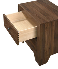 1pc Transitional 2-Drawer Nightstand with Metal Hardware Brown Cherry Finish Bedroom Furniture