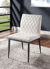 Ivory Leatherette 2pcs Side Chairs Dining Room Furniture Black Metal frame Padded Seat Dining Chair Contemporary Style