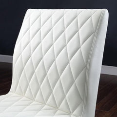 Ivory Leatherette 2pcs Side Chairs Dining Room Furniture Black Metal frame Padded Seat Dining Chair Contemporary Style