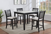 5 Pc Counter Height Set Square Table Upholstered Chairs Tow-Tone Dark Brown Finish Wooden Bedroom Furniture