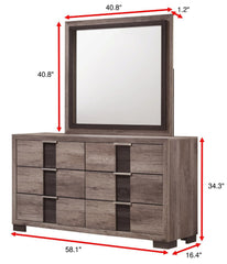 1pc Contemporary Dresser Six Drawers Metal knobs Brown Finish Bedroom Wooden Furniture