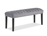 1pc Gray Black Bench Dining Room Velvet Fabric Upholstery Kitchen Dining Wooden Furniture
