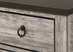 1pc Contemporary Rustic Gray Two-Tone Finish Two Drawers Nightstand Metal Pull Knobs Wooden Bedroom Furniture