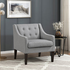 Contemporary Living Room Furniture 1pc Accent Chair Gray Button-Tufted Fabric Upholstery
