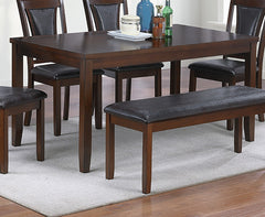 Beautiful Dining Room Furniture Walnut / Black 6pcs Set Dining Table 4x Side Chairs Bench Unique Design Back Chair