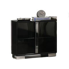 Black Color Modern Gorgeous 1pc Bedside Table Bedroom Nightstand Chrome Legs UV Finish