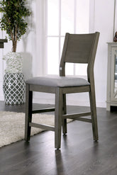 Gray Counter Height Dining Chairs Padded Fabric Seat Set of 2pc Chairs Kitchen Dining Room Panel Back