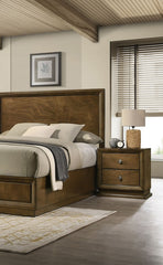 Walnut 1pc Nightstand Bedroom Rubberwood Bedside Table Bronze Metal Knob Furniture